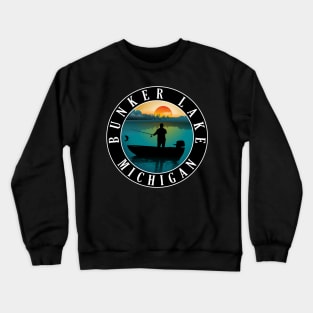 Bunker Lake Fishing Michigan Sunset Crewneck Sweatshirt